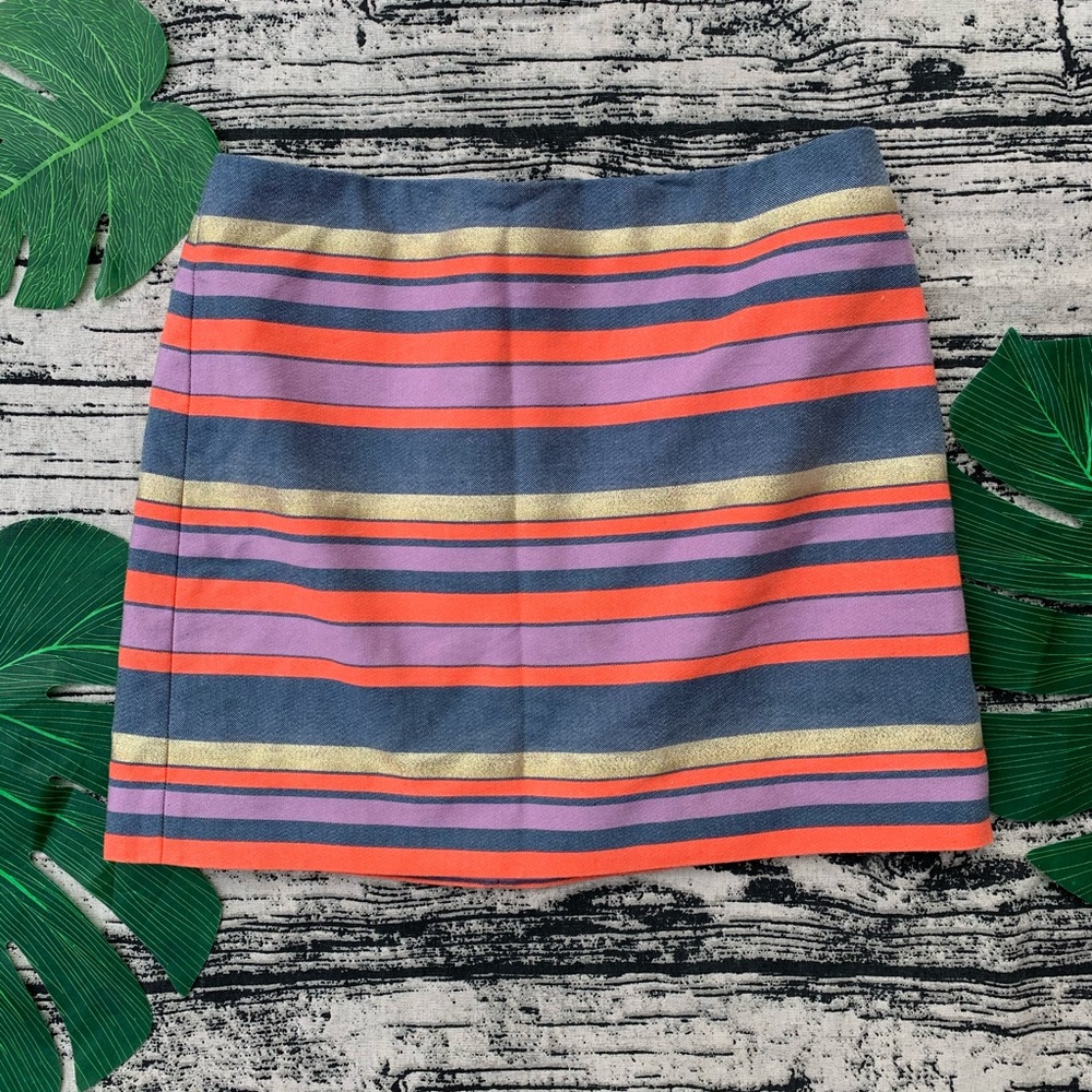 J Crew Striped metallic gold skirt